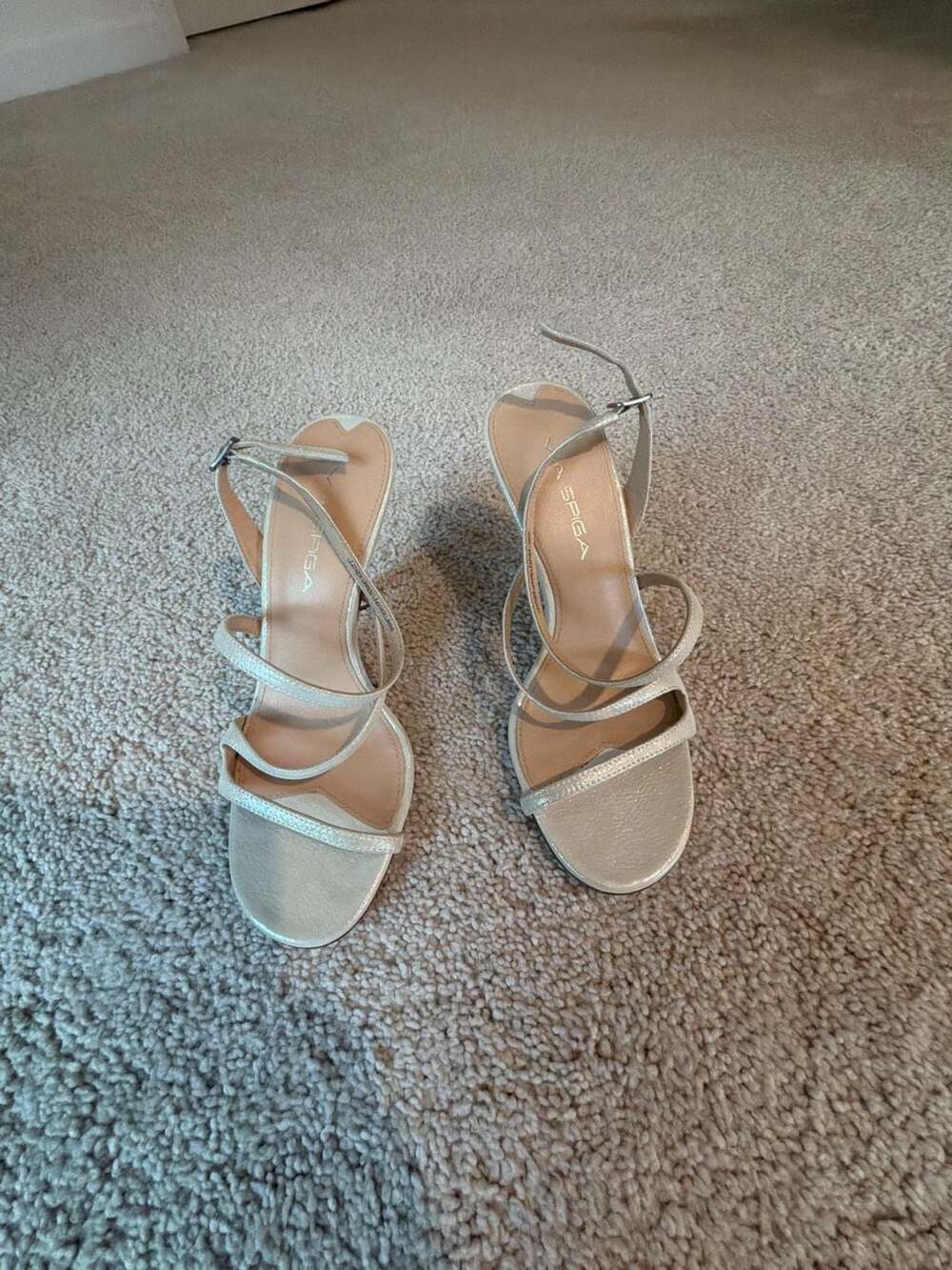 Via Spiga Women's Felicity Slingback Dress Silver Nubuck Leather Size 5
